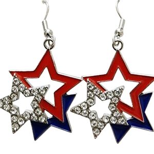 2FOR$30 - Patriotic Red, White & Blue July 4th Triple Star Earrings